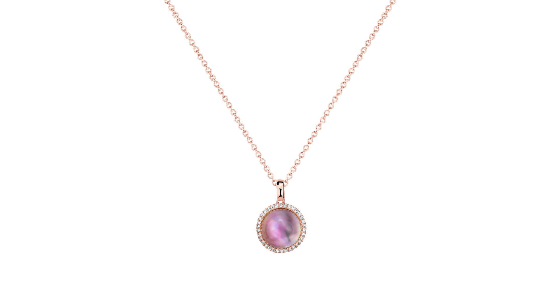 Diamond pendant with Amethyst and Pearl + chain Planet of Miracles