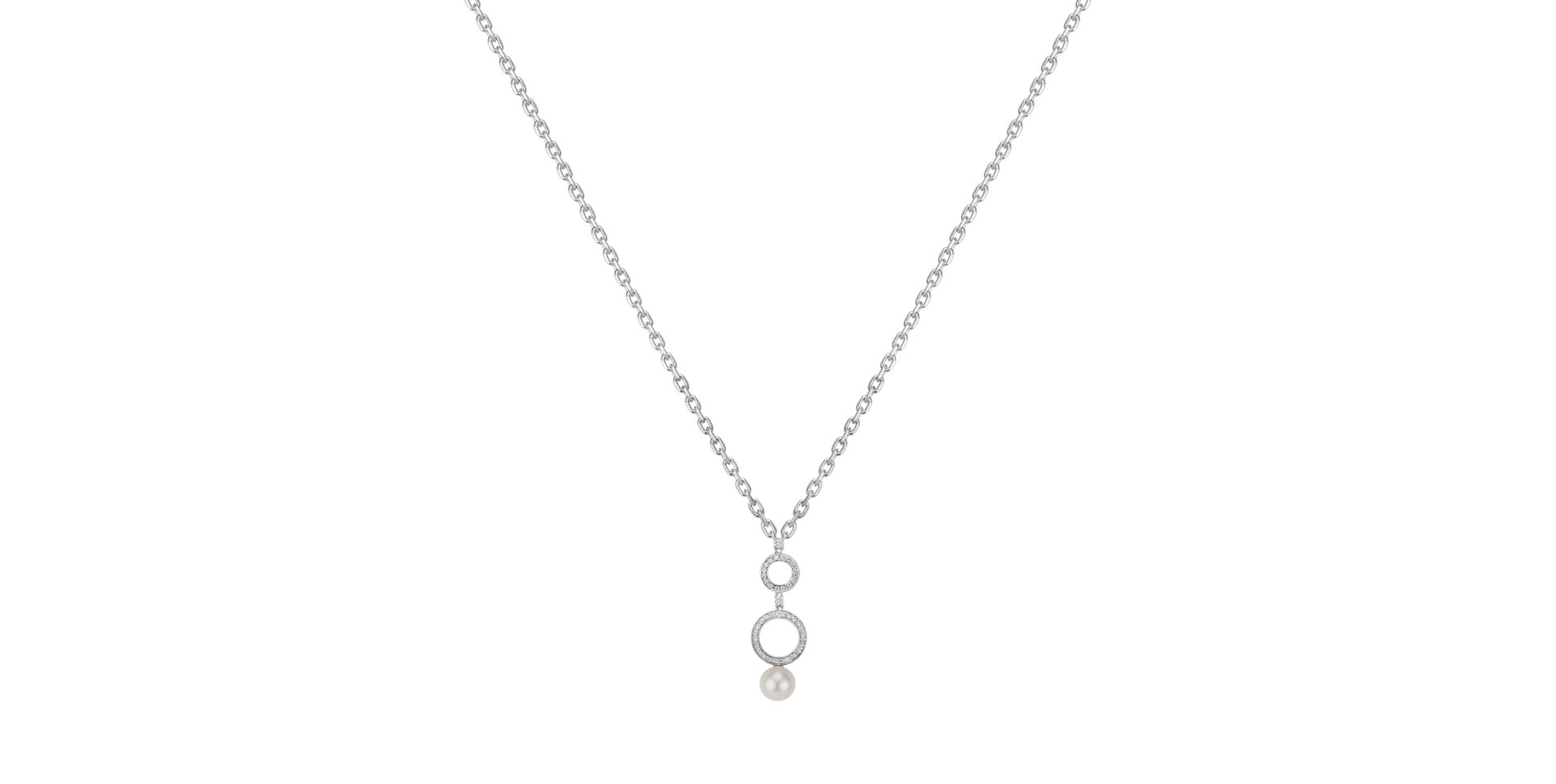 Diamond necklace with Pearl White Ocean Circles