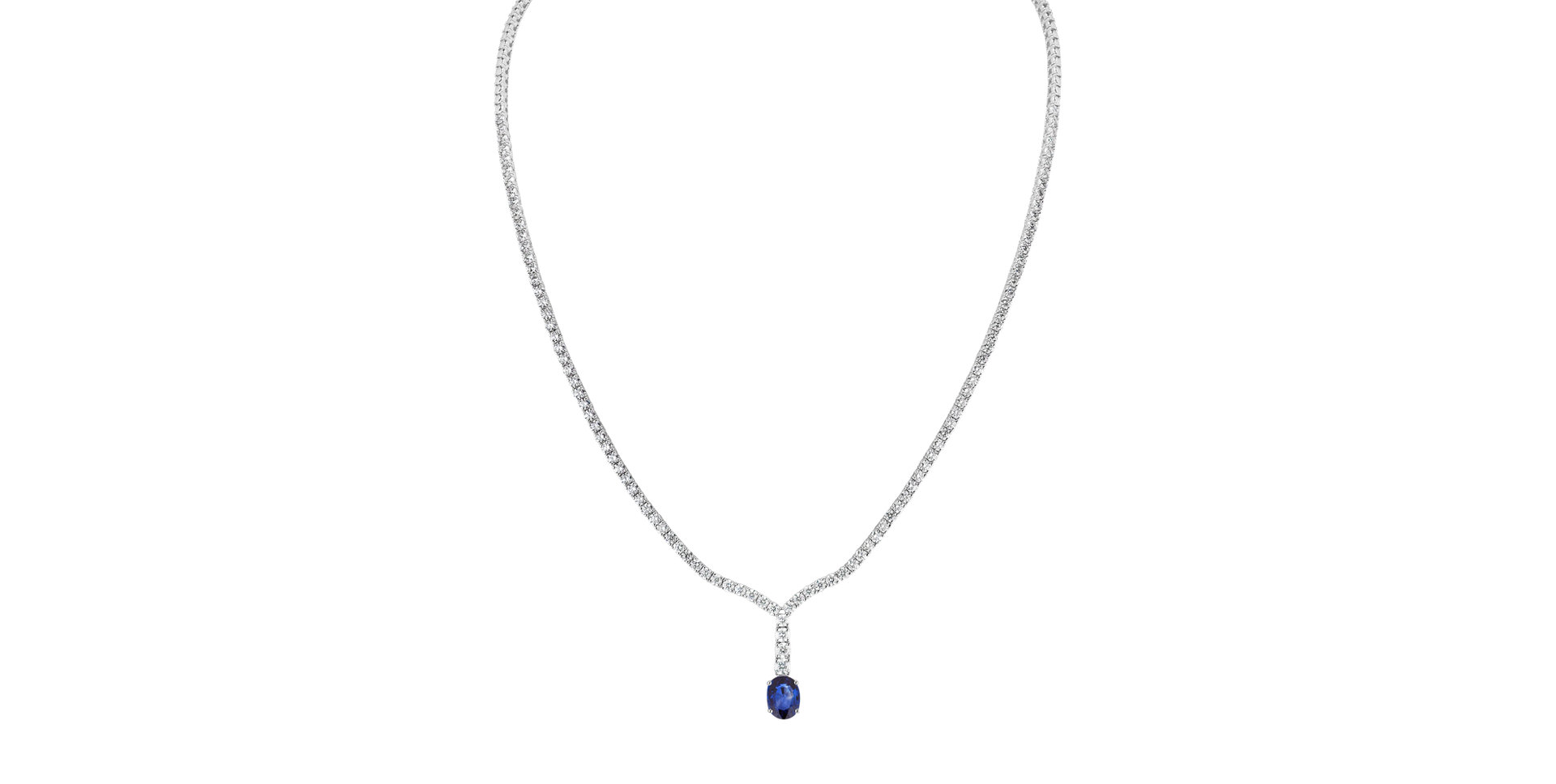 Diamond necklace with Sapphire Blue Grain