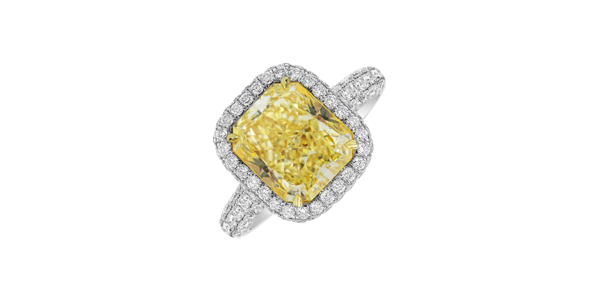 Ring with yellow and white diamonds Alchemy Gem