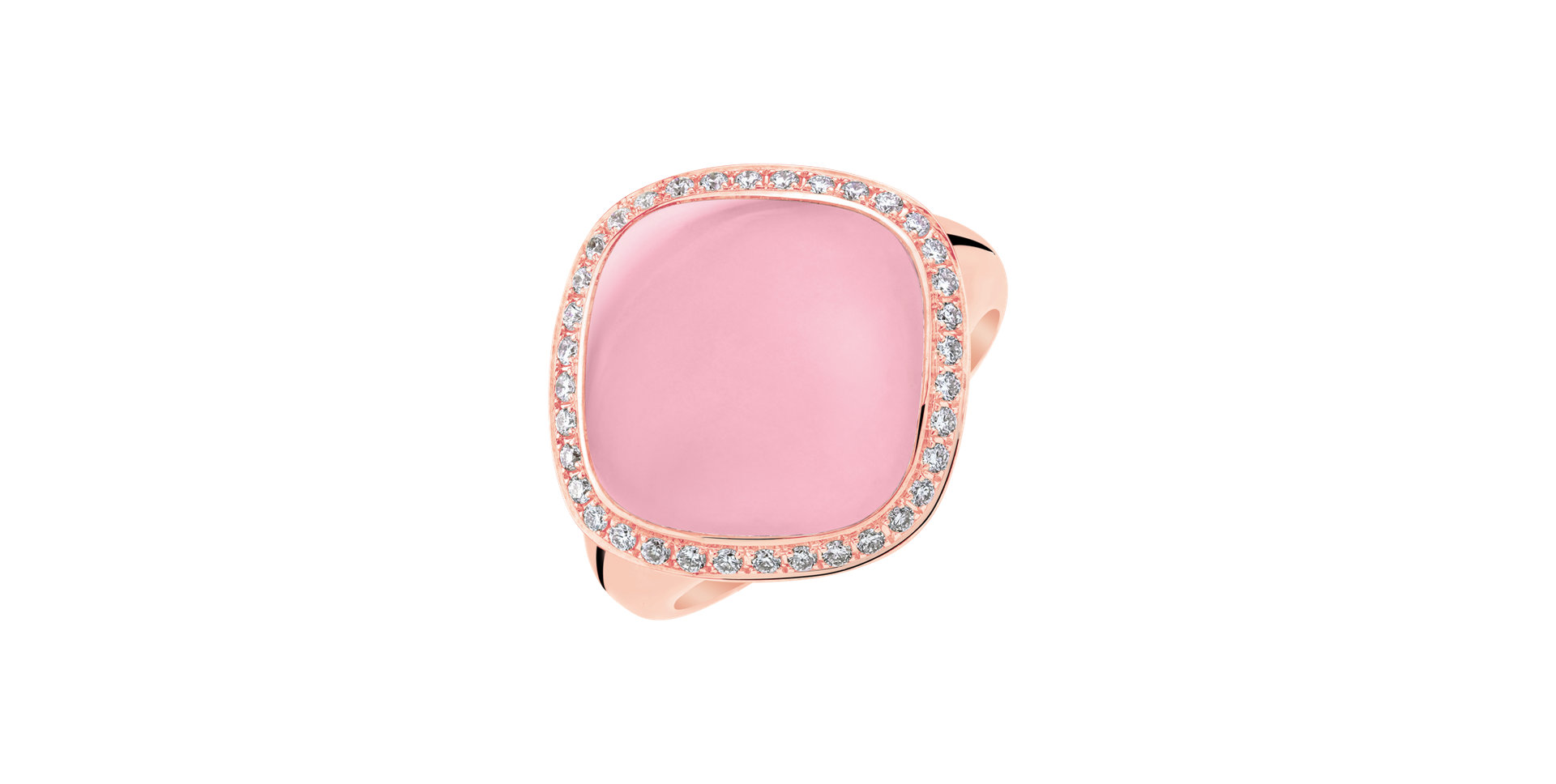 Diamond ring with Rose Quartz Lonely Blossom