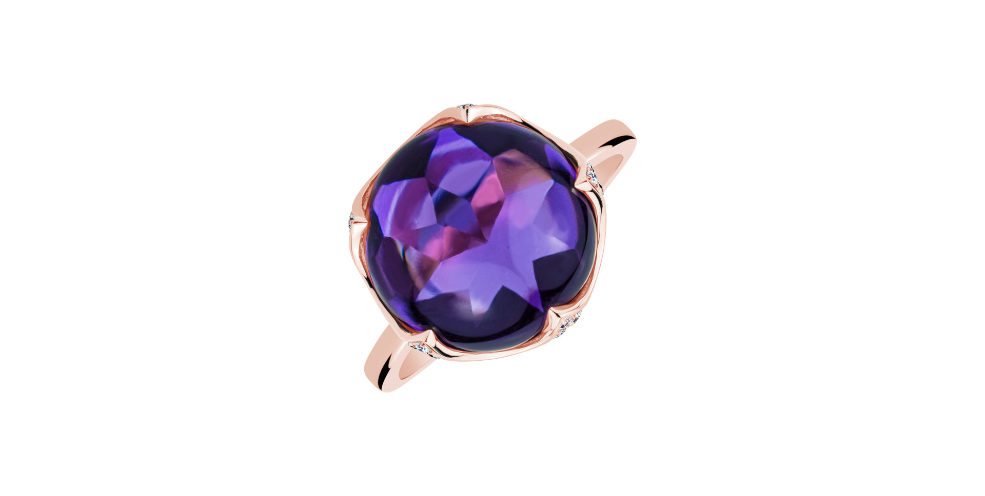 Diamond ring with Amethyst Circle of Blossoms