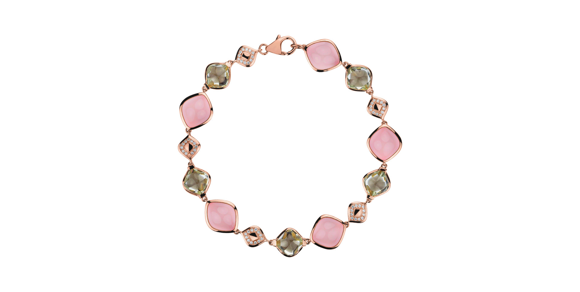 Diamond bracelet with Amethyst and Rose Quartz Imposant Message