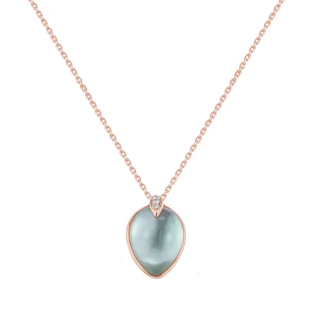 Diamond pendant with Amethyst and Pearl Pearl Leaf