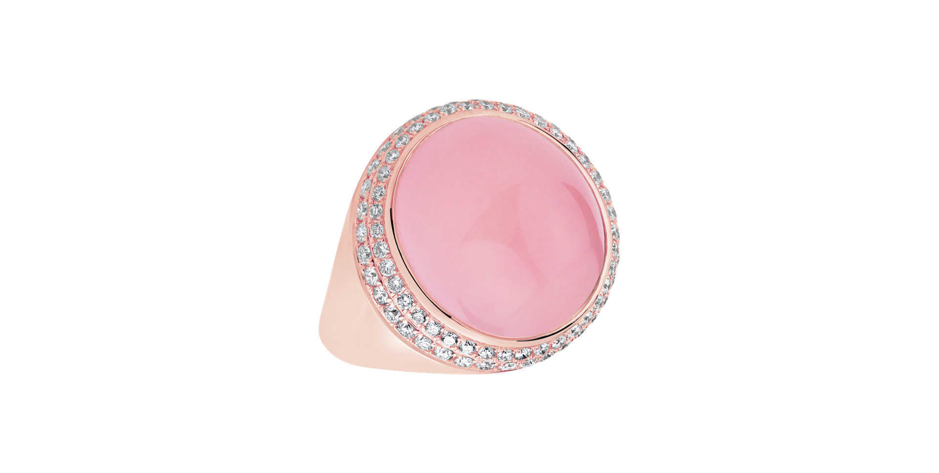 Diamond ring with Rose Quartz Persephonas Devotion