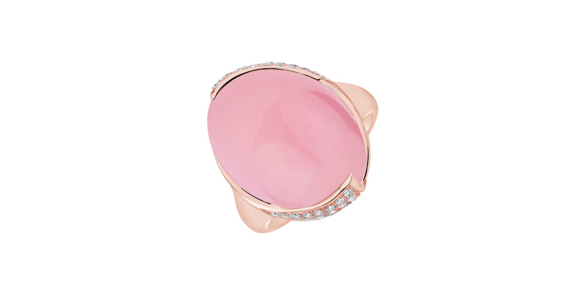 Diamond ring with Rose Quartz Love's Essence
