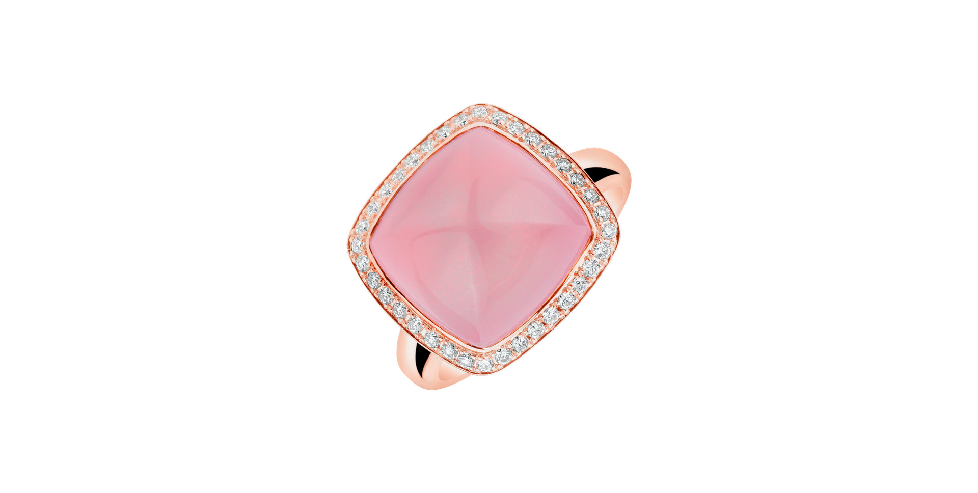 18ct rose gold diamond ring with Rose Quartz Cosmic Mystery