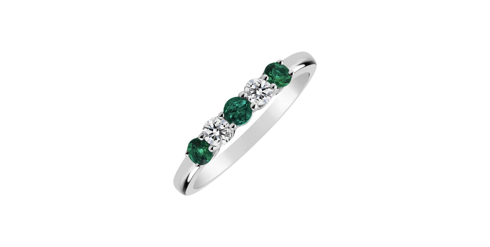 Diamond ring with Emerald Lunithra