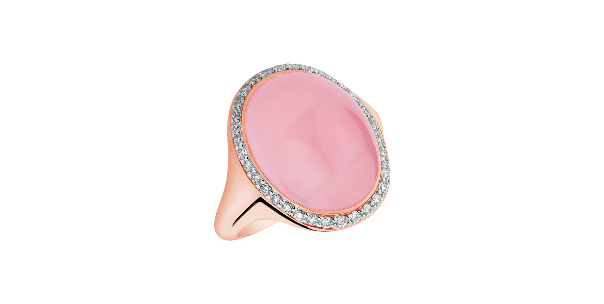 18ct rose gold diamond ring with Rose Quartz Spring Rose