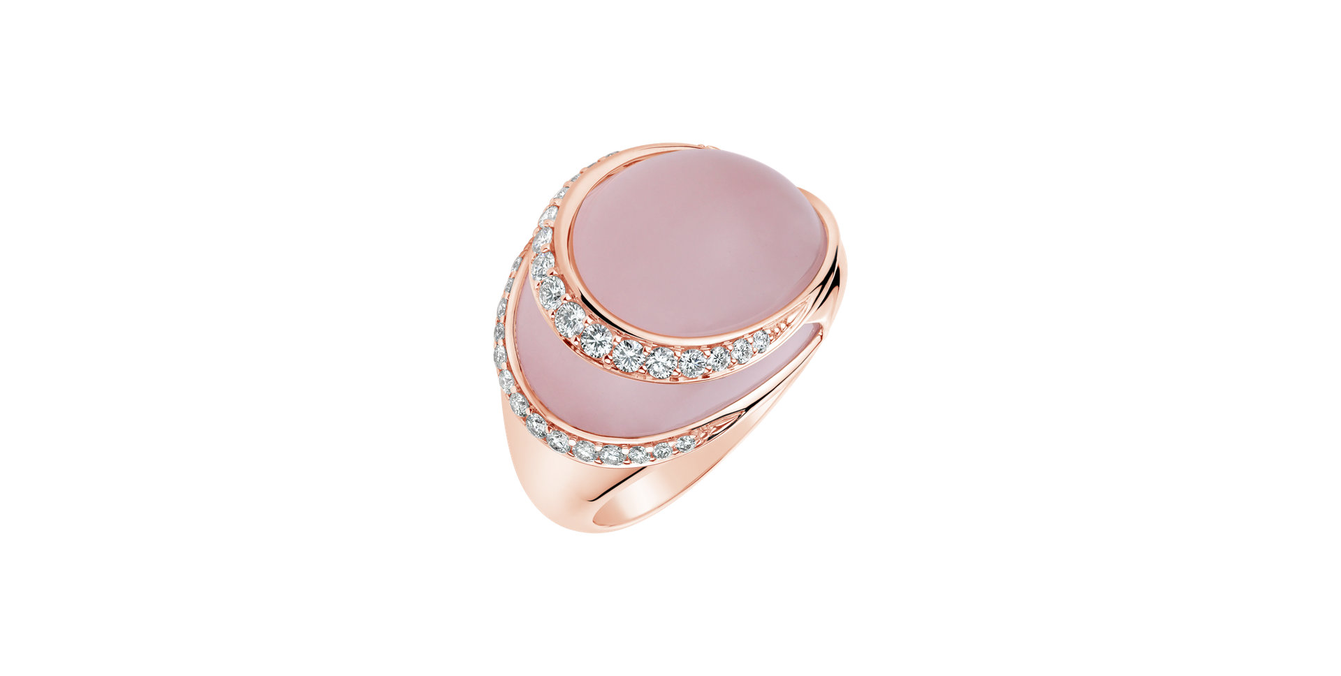 Diamond ring with Rose Quartz Shining Rose