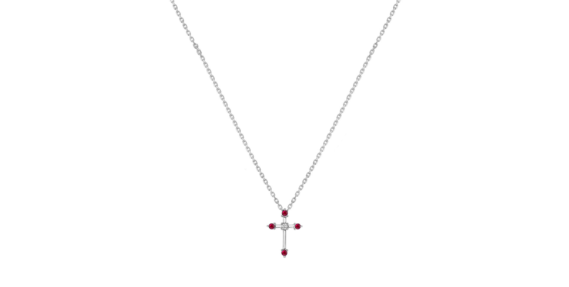 Diamond necklace with Ruby Shiny Cross