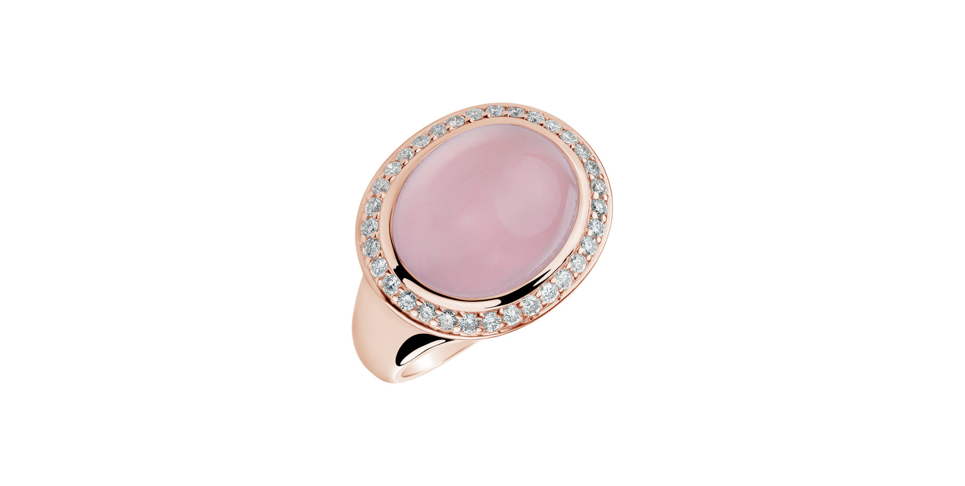 Diamond ring with Rose Quartz Mistress Dream