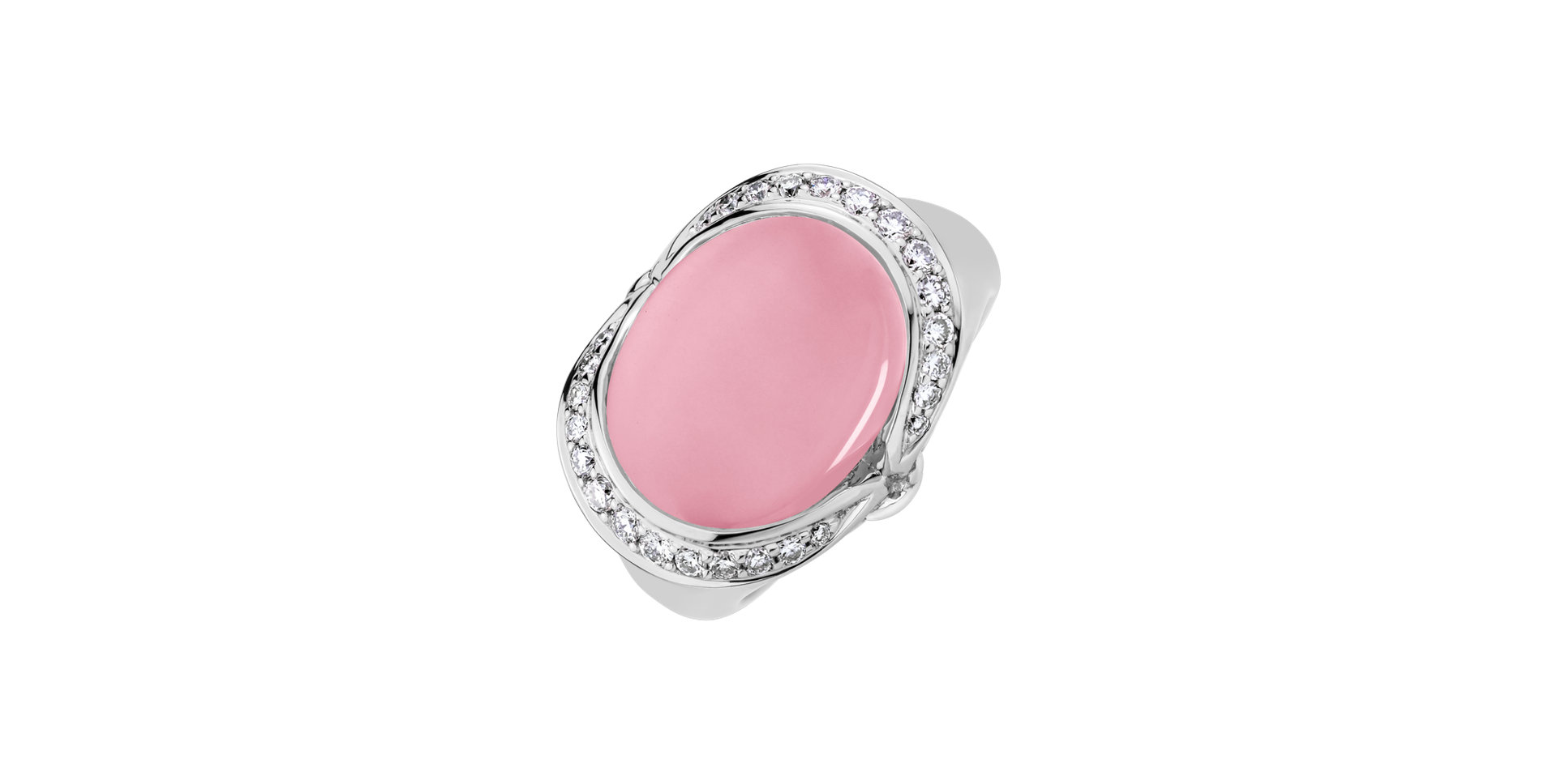 Diamond ring with Rose Quartz Eye of the Rose