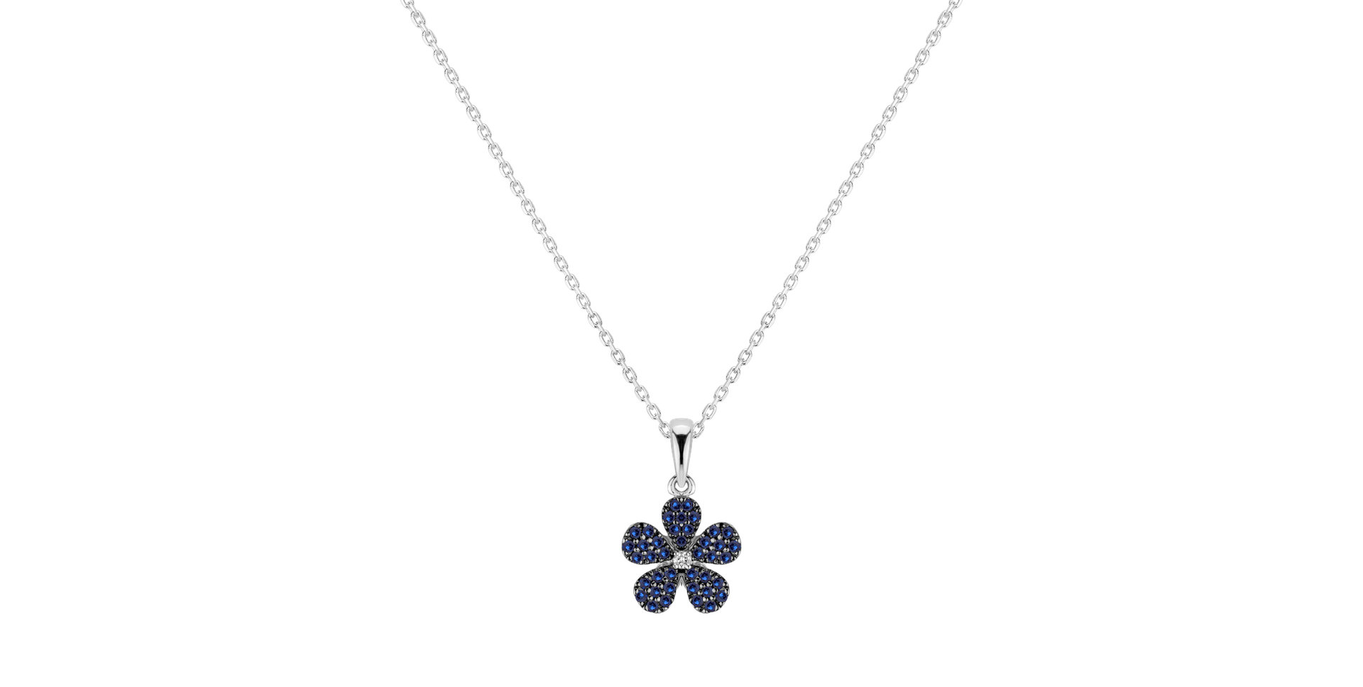 Diamond pendant with Sapphire Flower Message