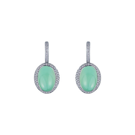 Diamond earrings with Chalcedony Endless Bloom
