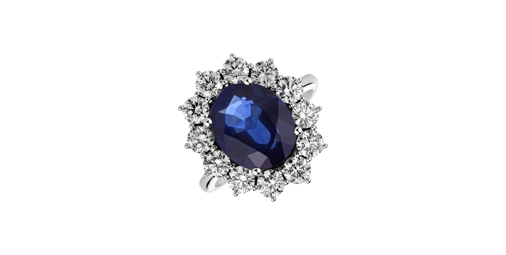 Diamond ring with Sapphire Sky Goddess