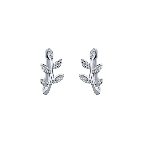 Diamond earrings Frozen Leaf