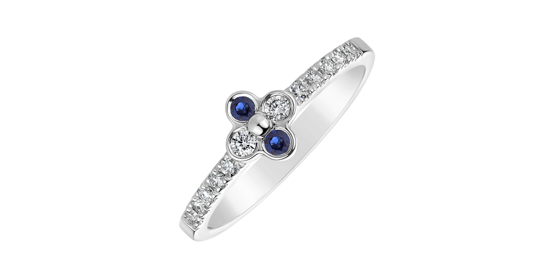 Diamond ring with Sapphire Cloverina