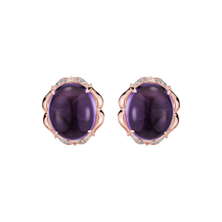 Diamond earrings with Amethyst Bloomira