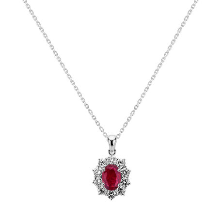 Diamond pendant with Ruby Goddess Elegance