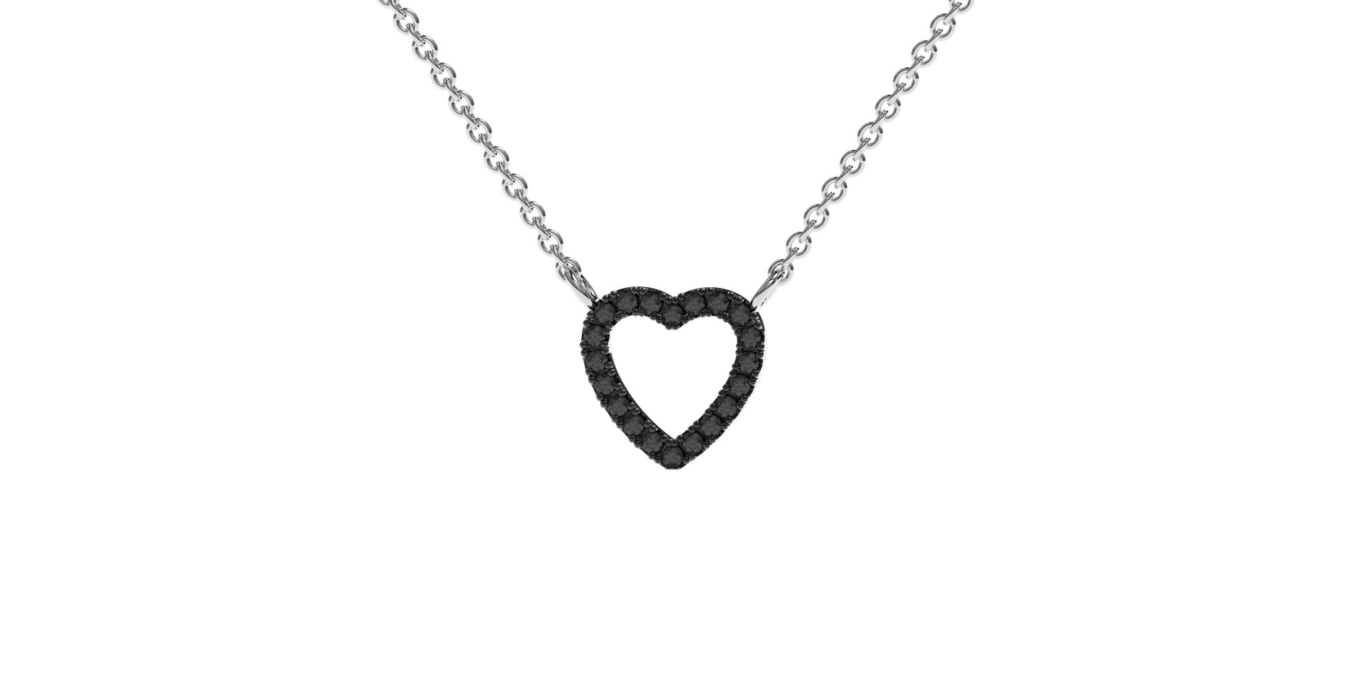 Necklace with black and white diamonds Tender Heart