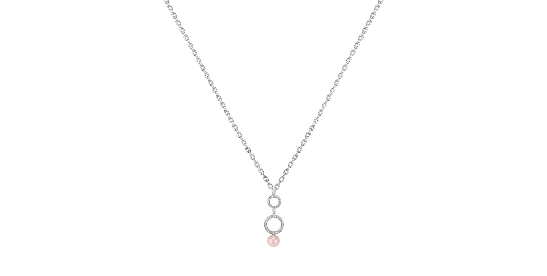 Diamond necklace with Pearl White Ocean Circles