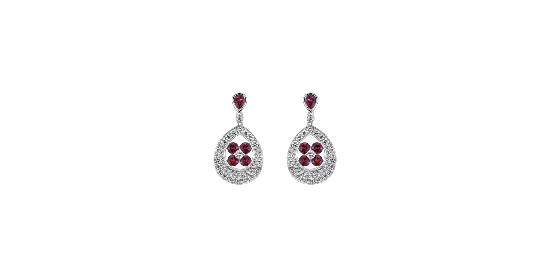 Diamond earrings with Rubies Forest Charm