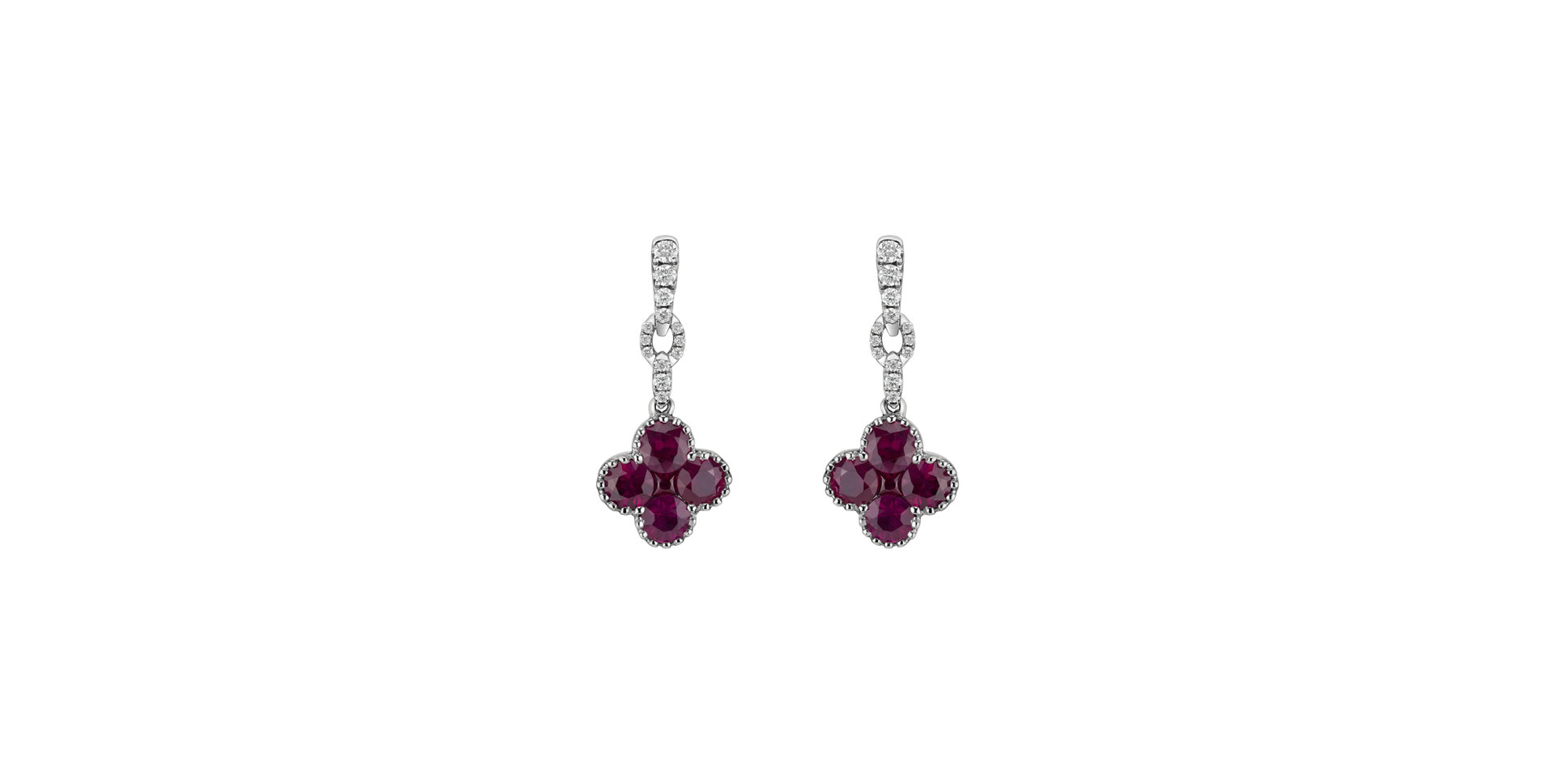 Diamond earrings and Ruby Fire Clover