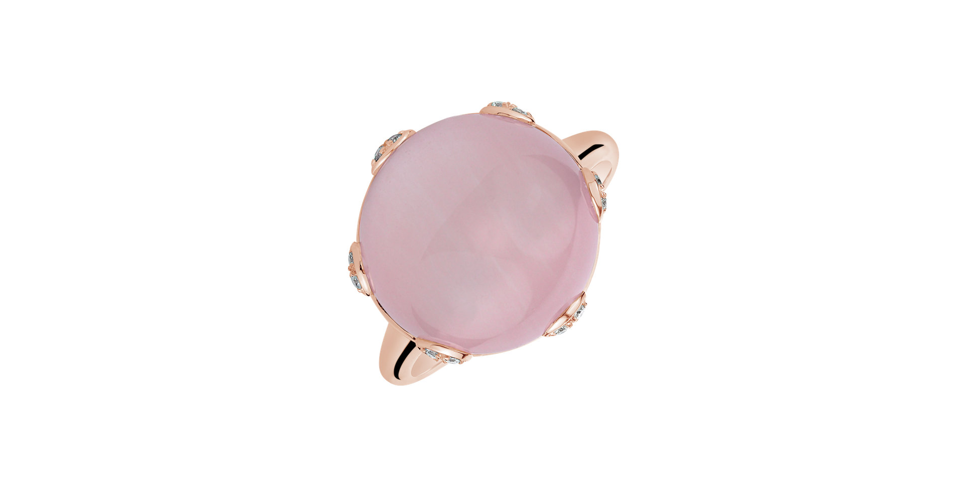 Diamond ring with Rose Quartz Evanthe