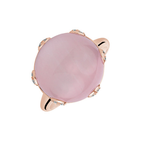 Diamond ring with Rose Quartz Evanthe