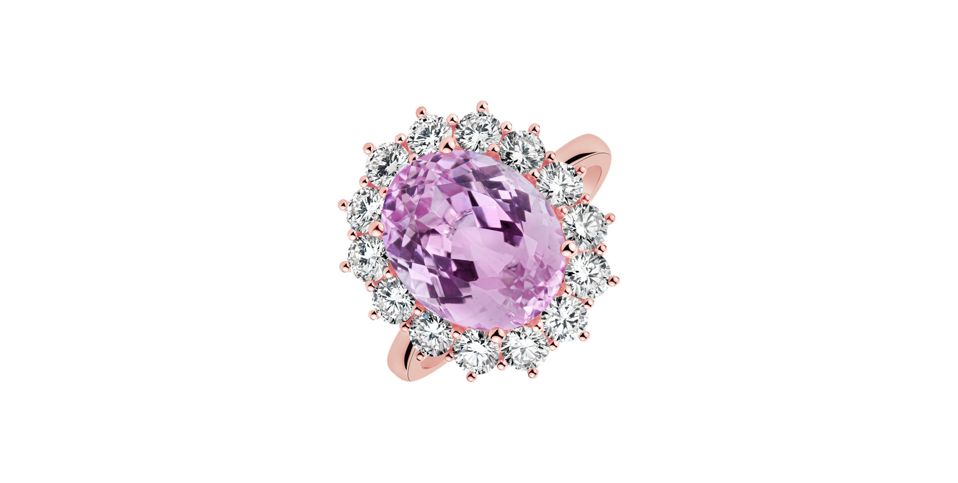 Diamond ring with Kunzite Sky Goddess