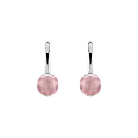 Earrings with Rose Quartz Bonbon