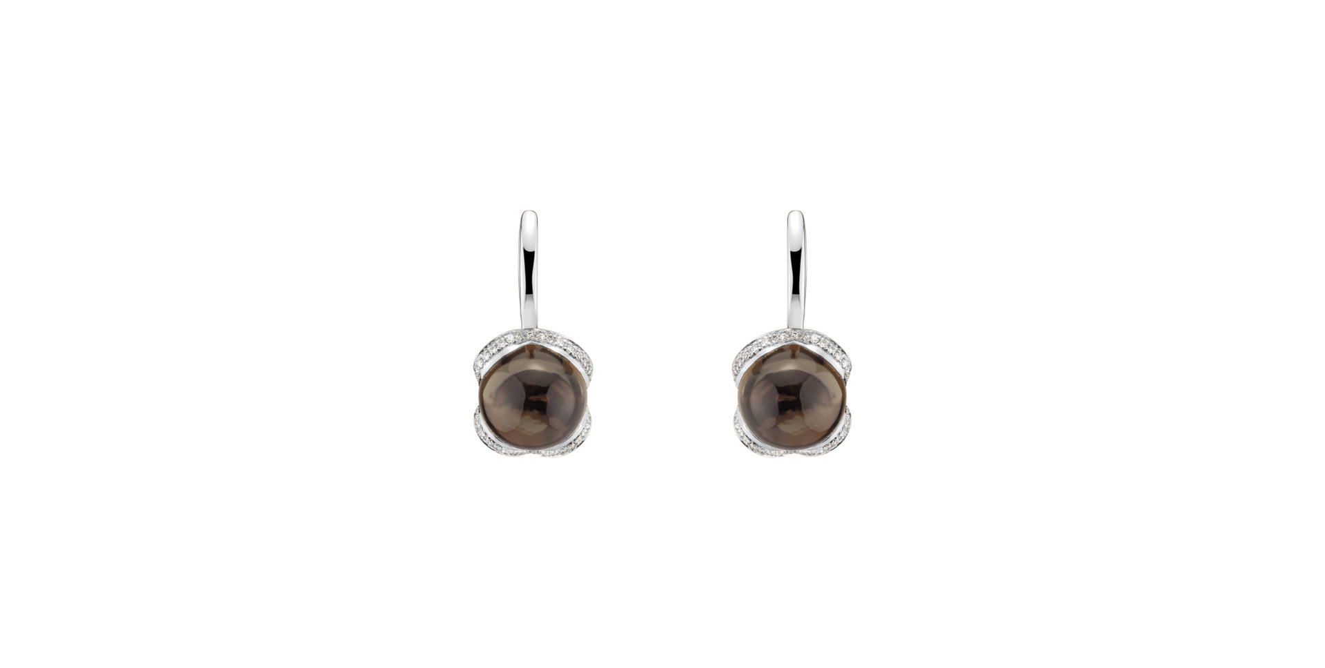 14ct white gold diamond earrings with Smoky Quartz Rainbow Wish