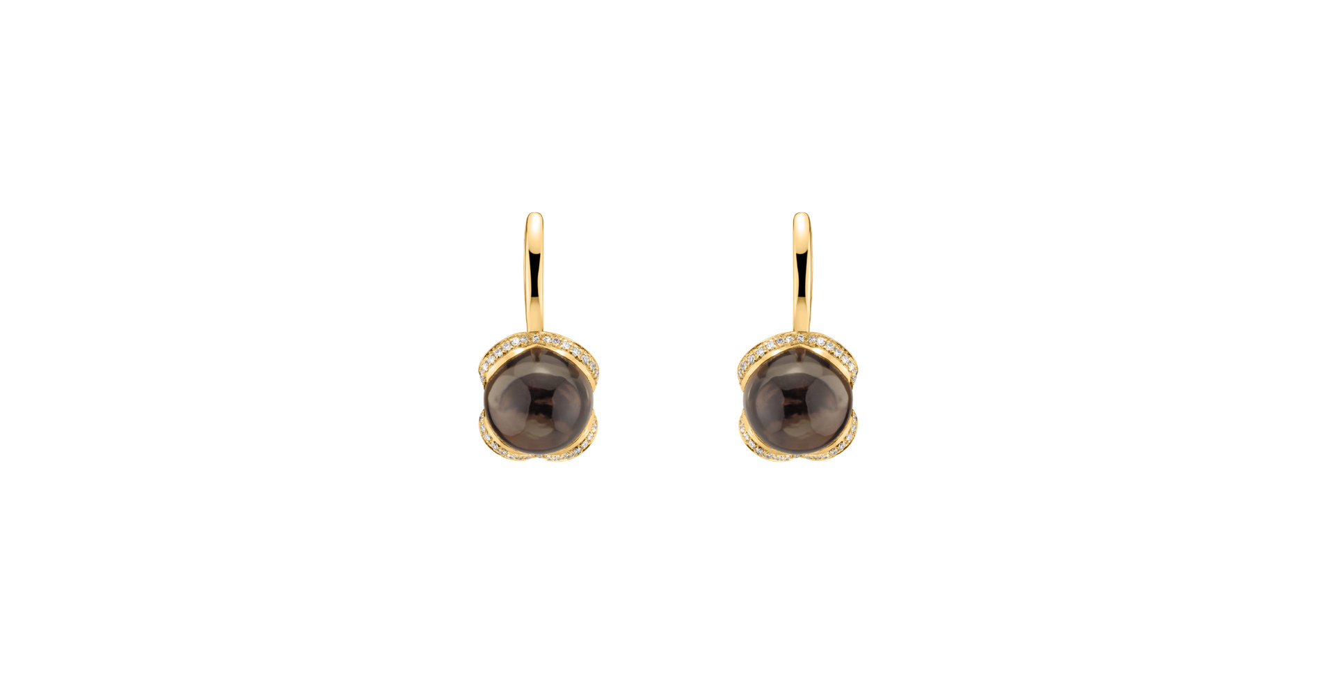 14ct yellow gold diamond earrings with Smoky Quartz Rainbow Wish