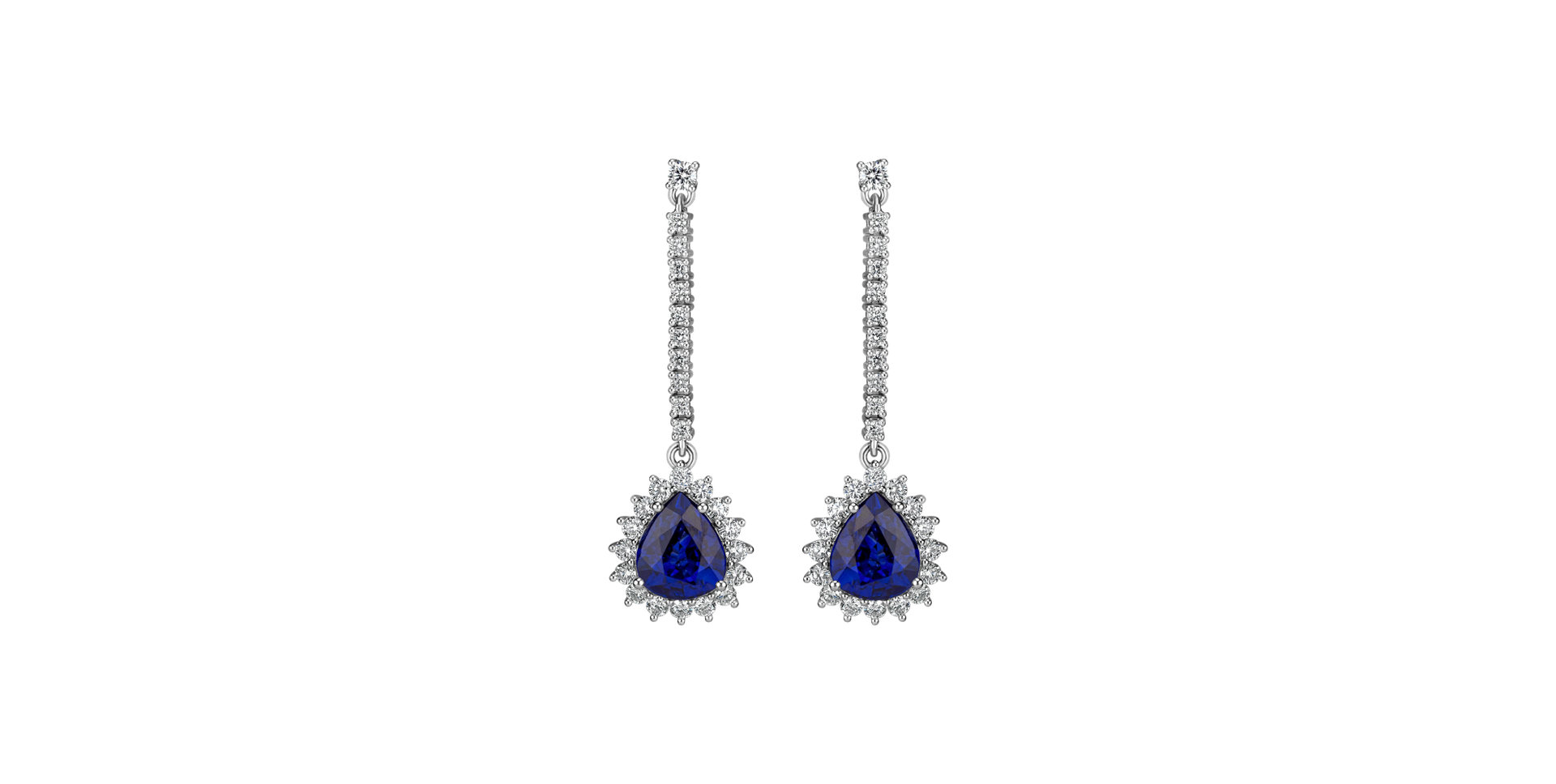 Diamond earrings with Sapphire Royal Sky