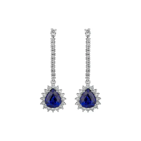 Diamond earrings with Sapphire Royal Sky