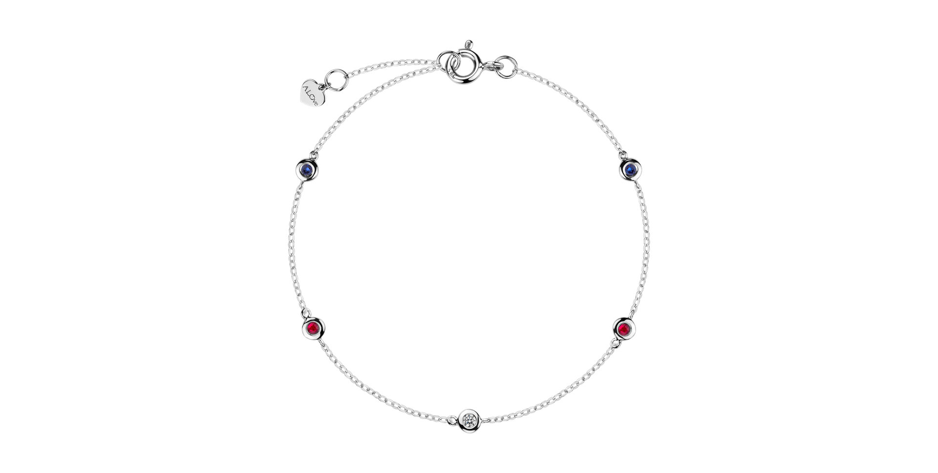 Diamond bracelet with Sapphire and Ruby Dots