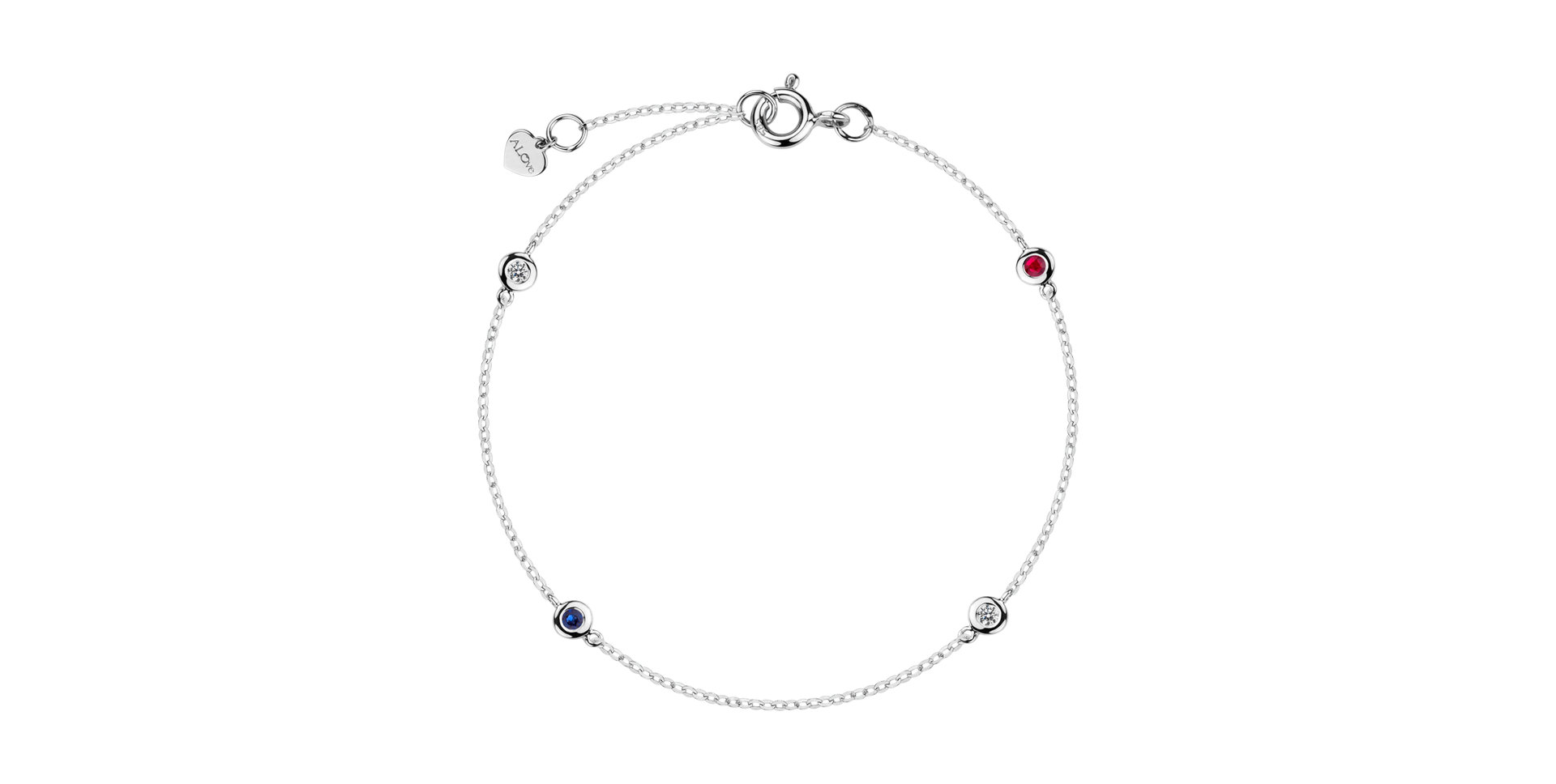 Diamond bracelet with Sapphire and Ruby Dots