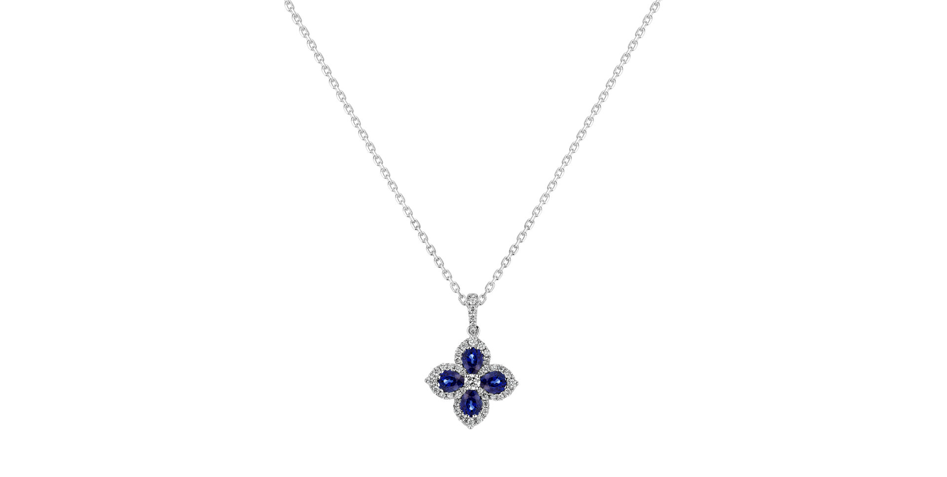 Diamond pendant with Sapphire Tear of Hydrangea