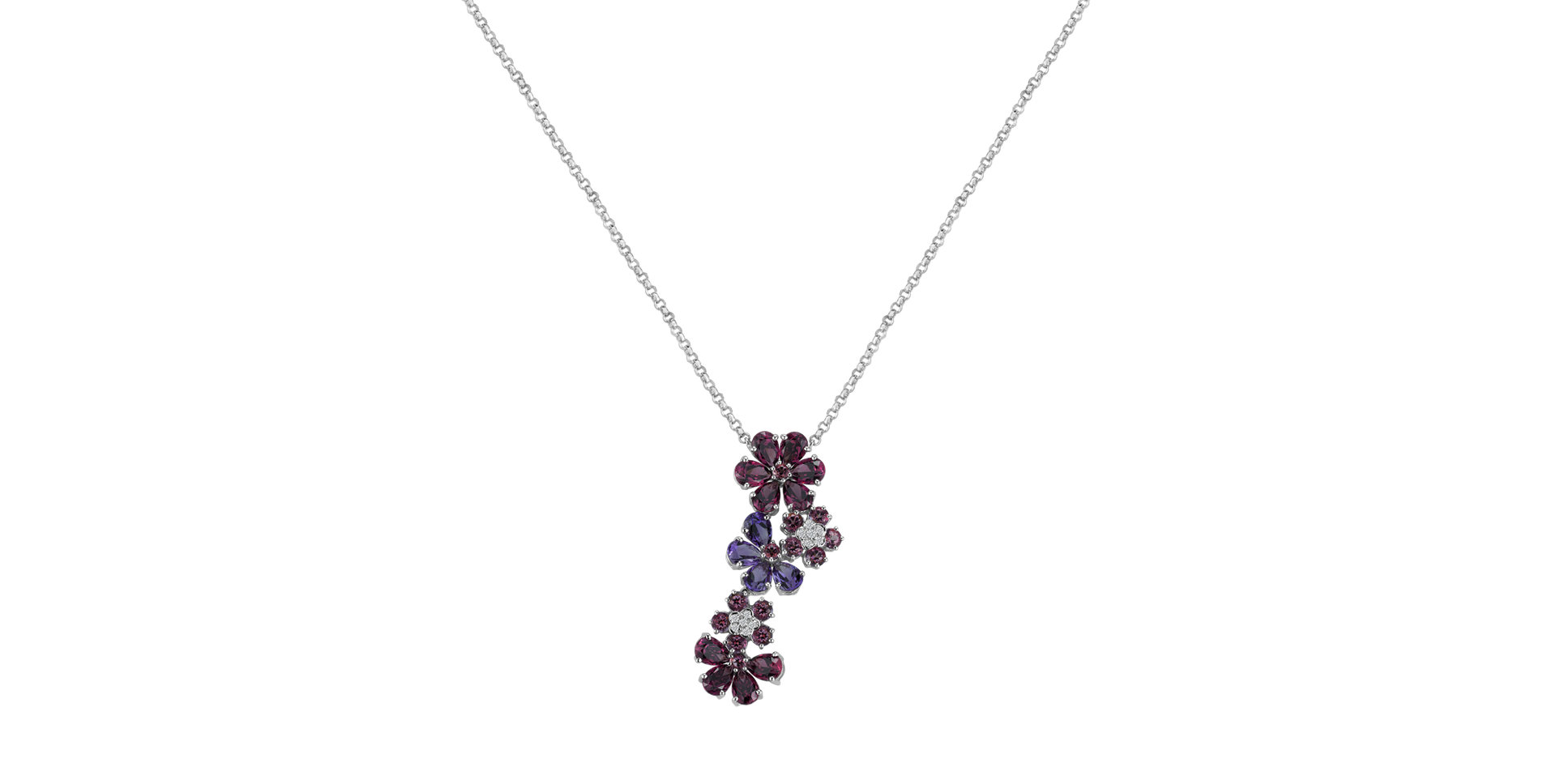 Diamond necklace with Amethyst, Spinel and Tourmaline Ethereal Bloom