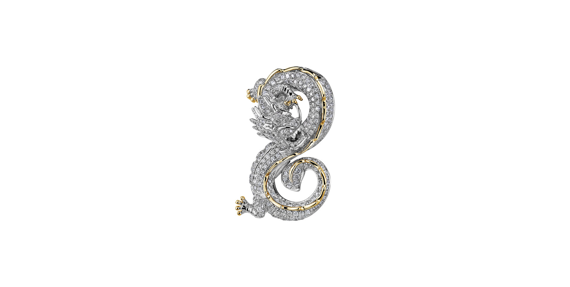 Diamond brooch and pendant Asia Dragon