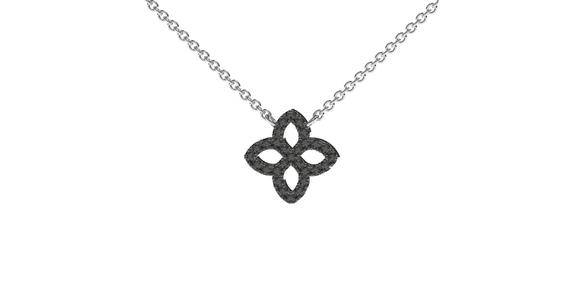 Necklace with black and white diamonds Glamorous Petals