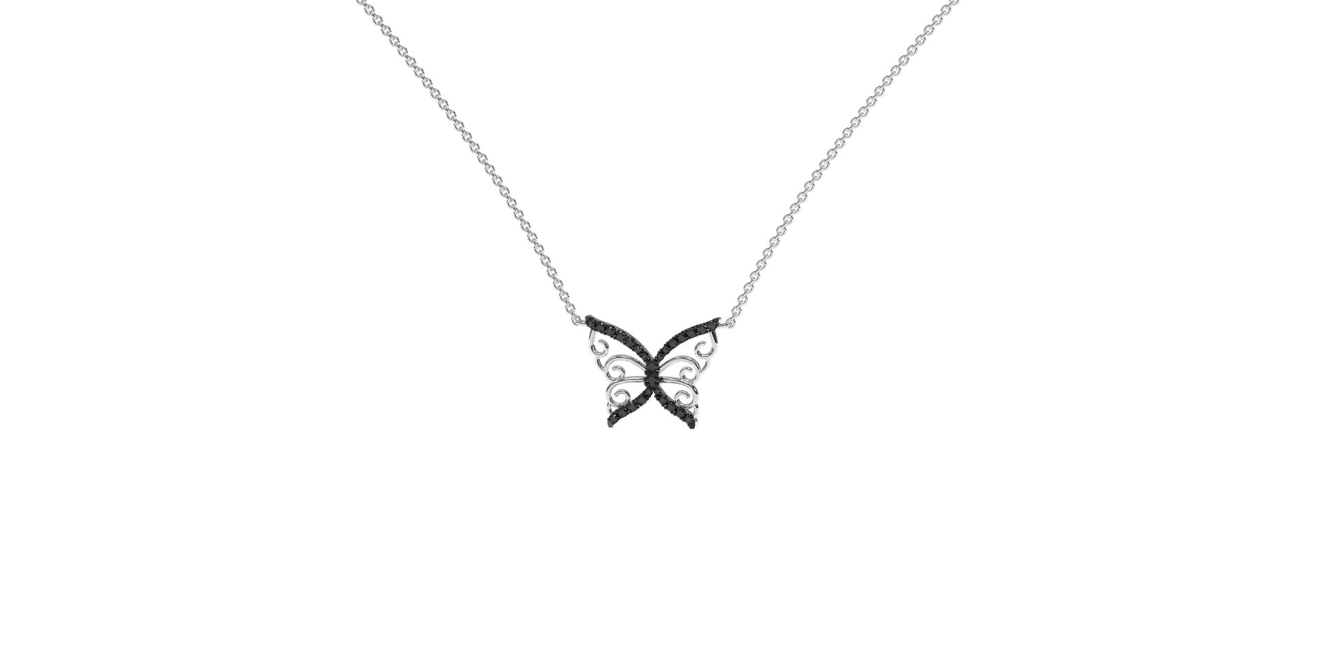 Necklace with black and white diamonds Shiny Butterfly