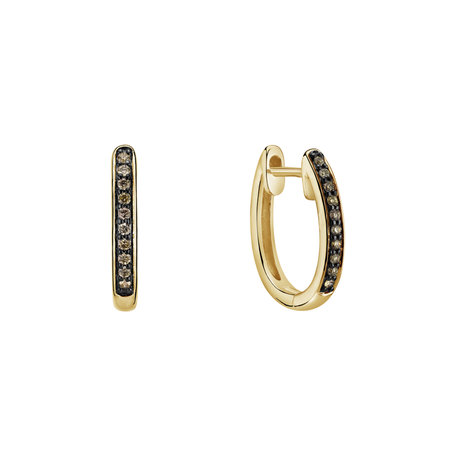 Earrings with brown diamonds Midnight Loop