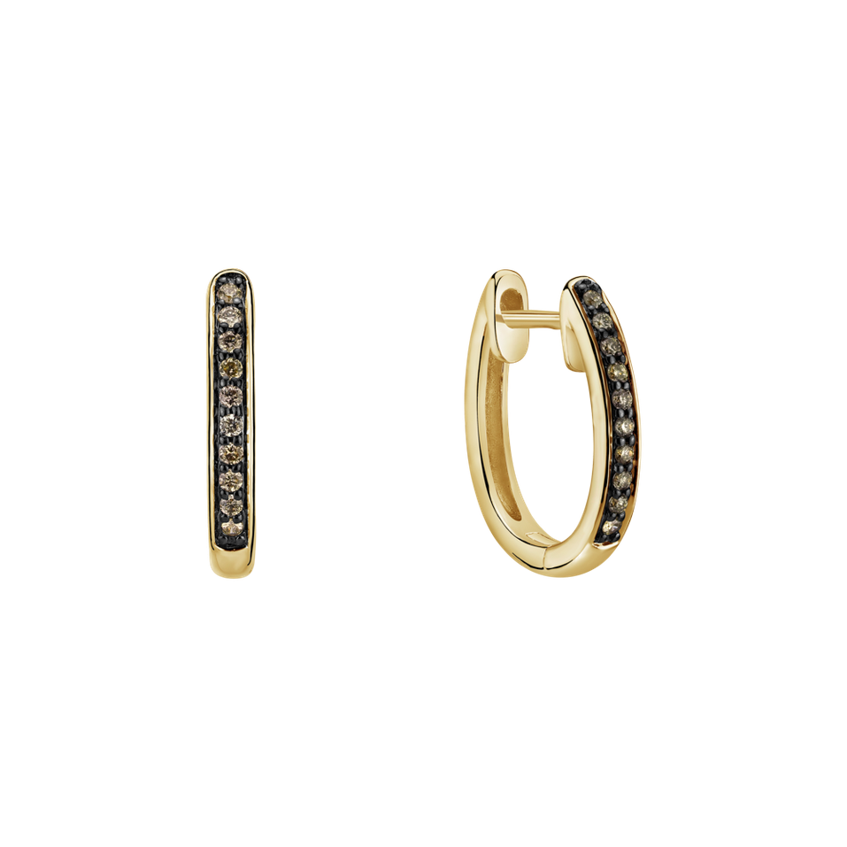 Earrings with brown diamonds Midnight Loop