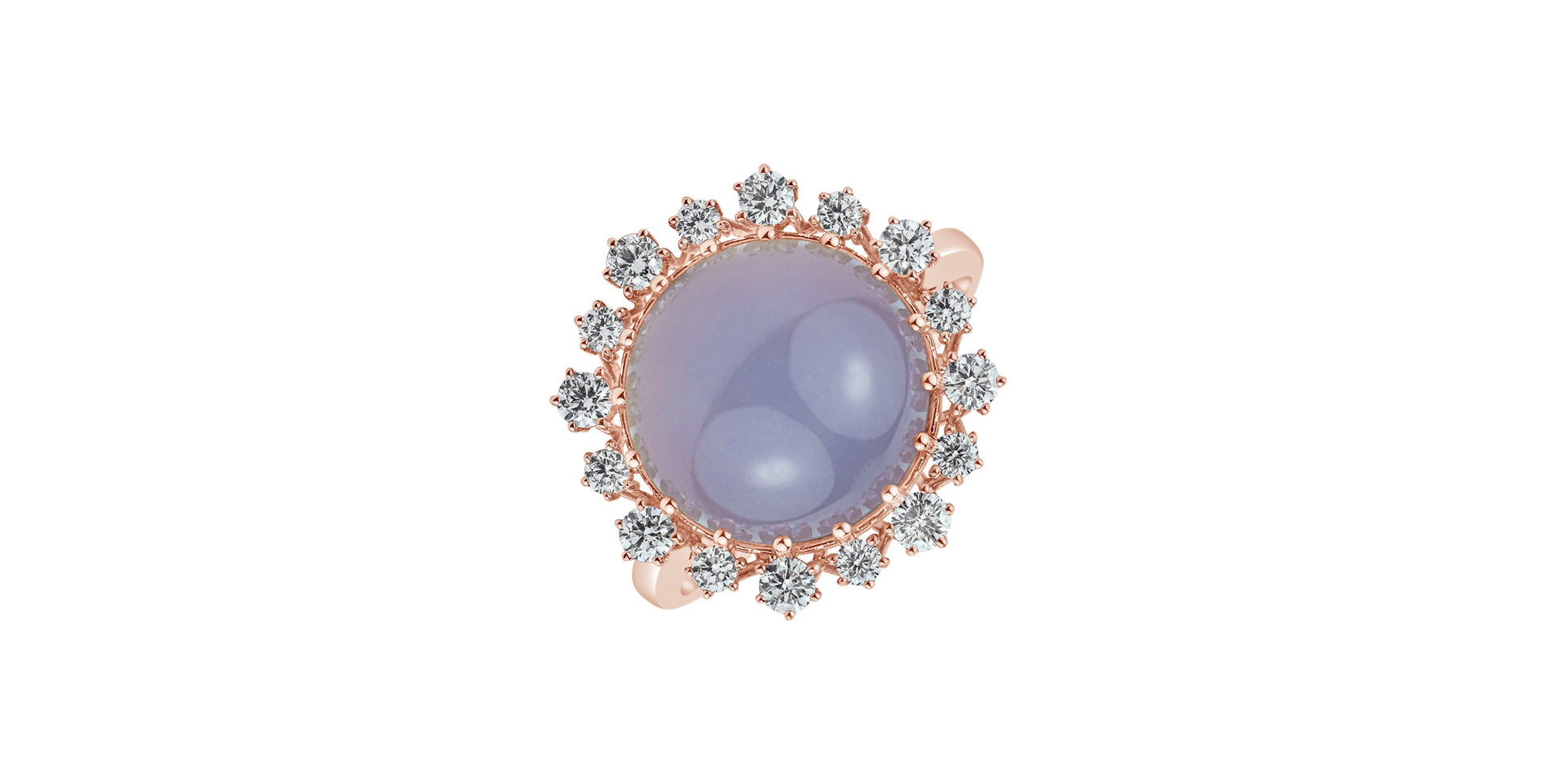 Diamond ring with Chalcedony Divine Drop
