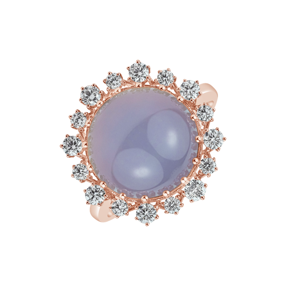 Diamond ring with Chalcedony Divine Drop