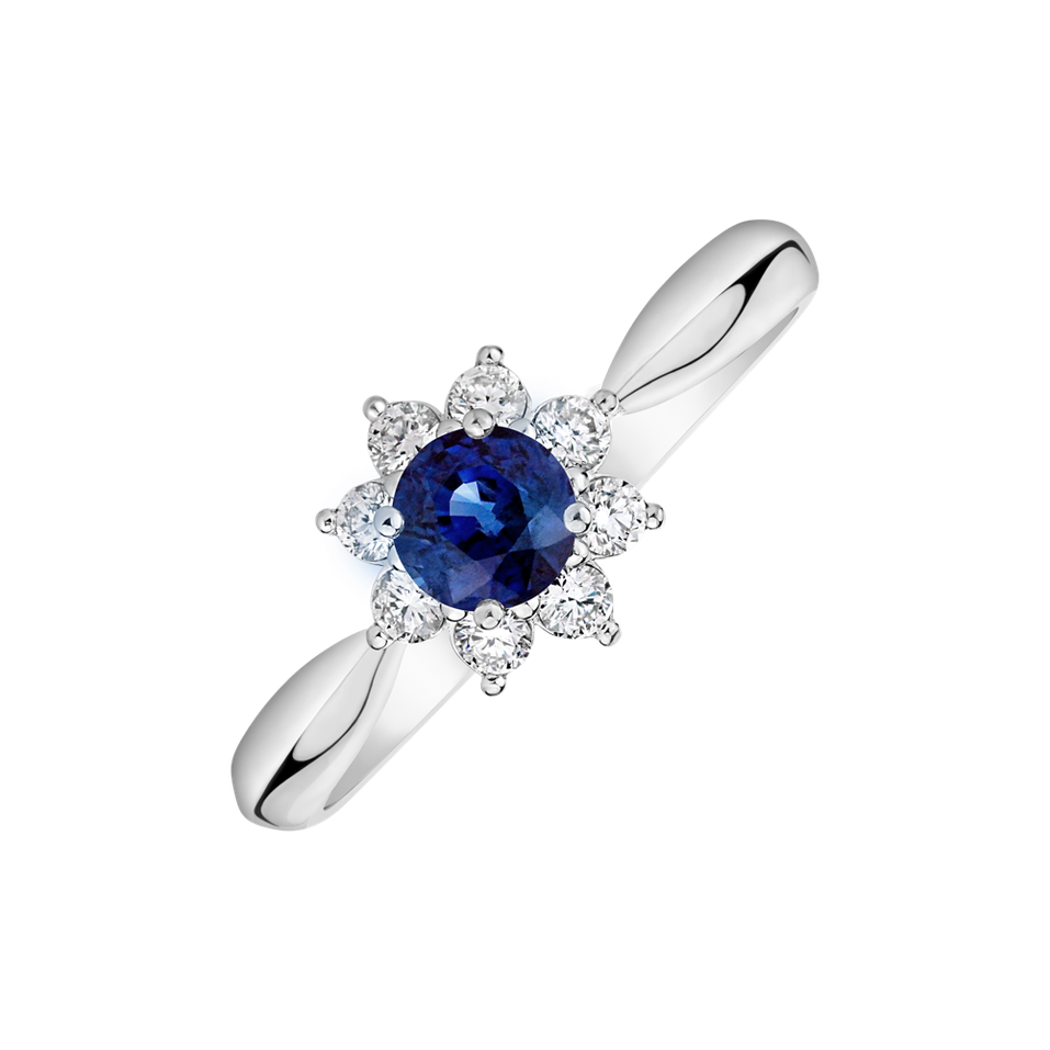 Diamond ring with Sapphire Starlet Blossom