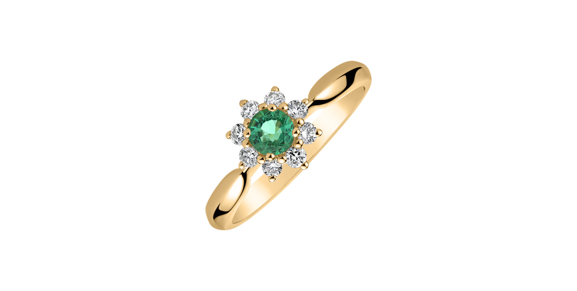 Diamond ring with Emerald Starlet Blossom