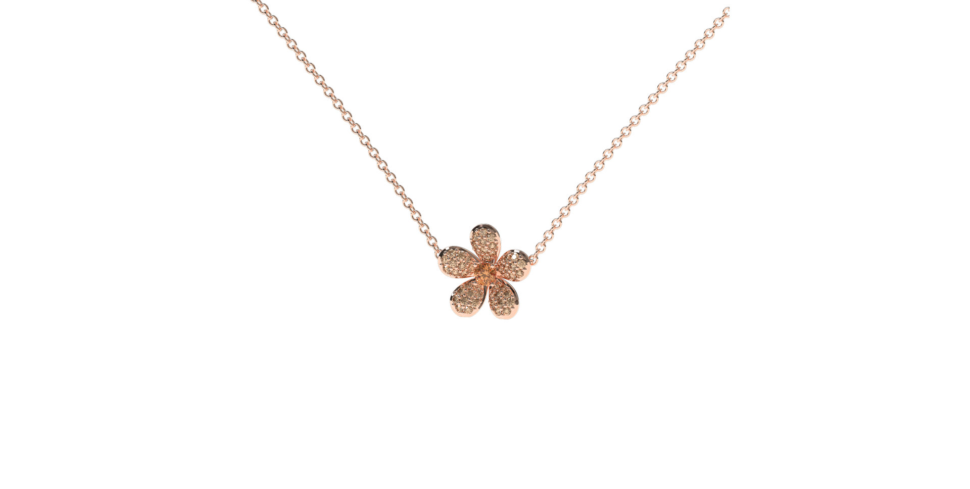 Necklace with brown and white diamonds Flower